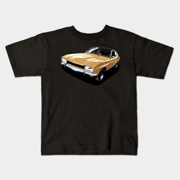 British Ford Capri in gold Kids T-Shirt by candcretro